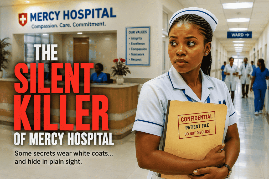 African crime story set in Mercy Hospital showing a nurse uncovering a deadly organ trafficking conspiracy.